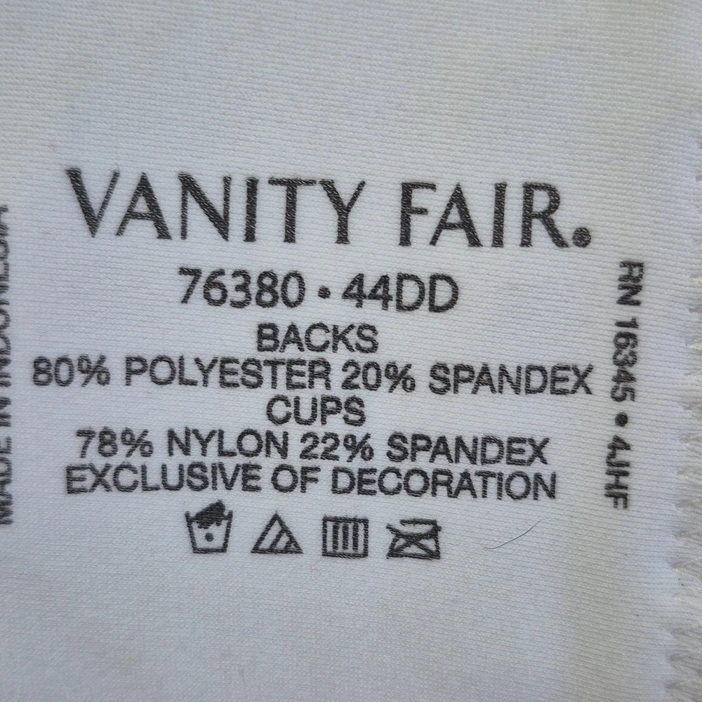 44DD Vanity Fair 76380 Back Smoother Full‎ Figure Underwire Bra White